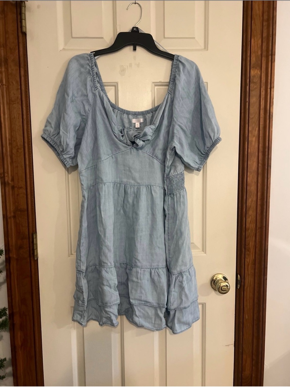 LC Lauren Conrad Light Blue Peasant Tunic with Front Knot